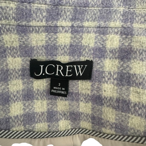 J. Crew - Purple Checkered Blazer Cropped Double Breast Blazer English Wool Sz 2 - Picture 8 of 10